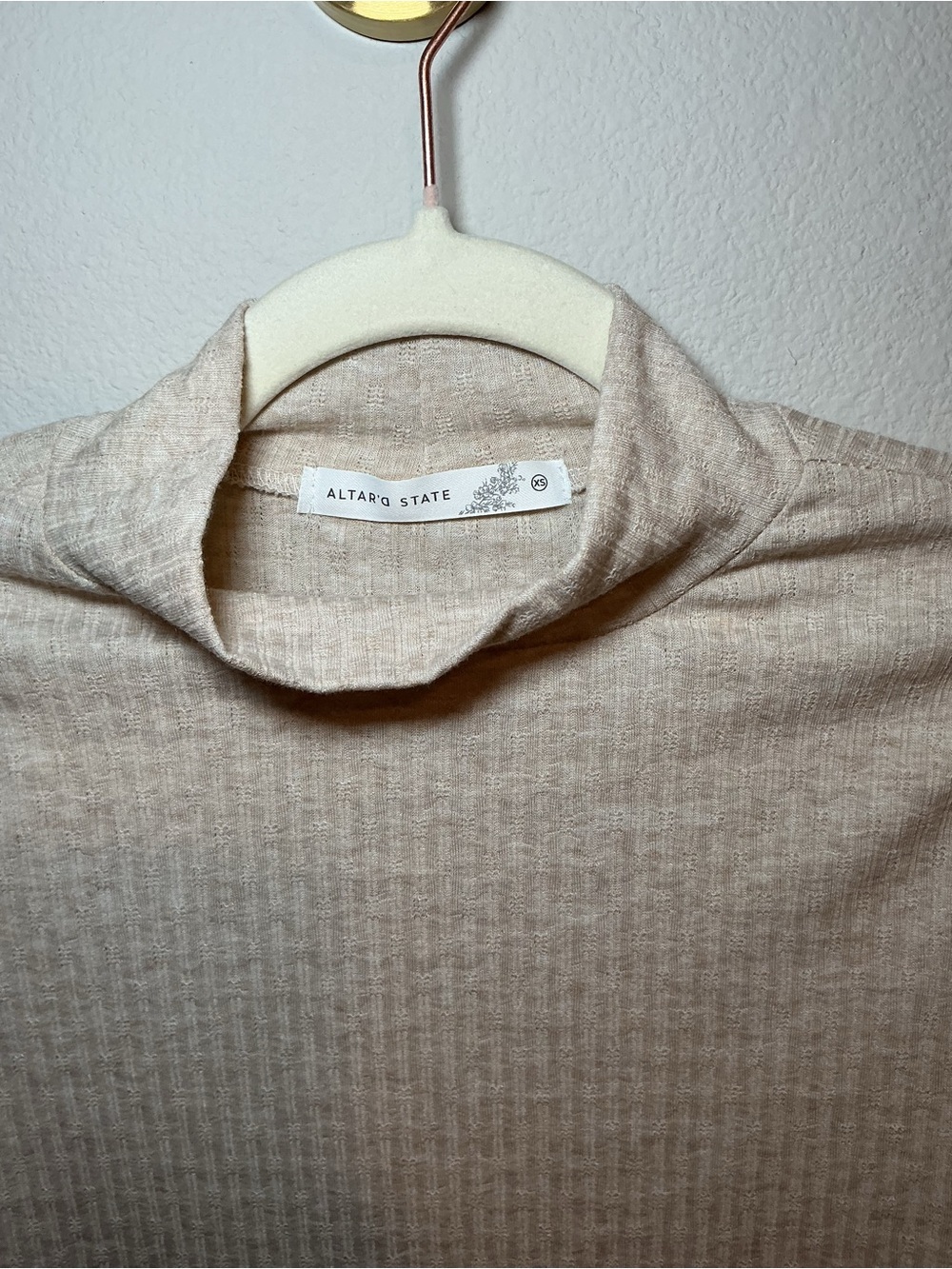 Women's Cream Mock Neck Long Sleeve Crop Top - Picture 5 of 5